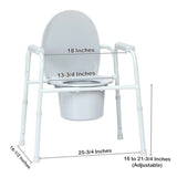 McKesson 3-in-1 Commode Chair Fixed Arms Steel Frame Back Bar 13-3/4 Inch Seat Width 350 lbs. Weight Capacity (1073634_CS) 4/CS