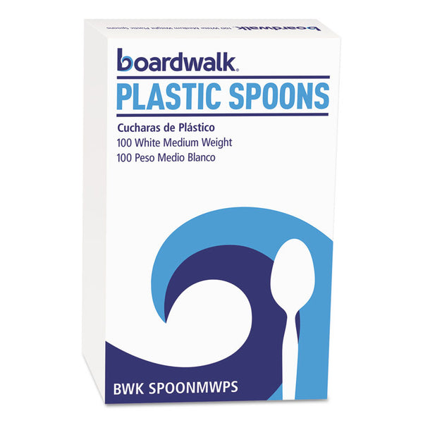 Boardwalk® Mediumweight Polystyrene Cutlery, Teaspoon, White, 100/Box (BWKSPOONMWPSBX)