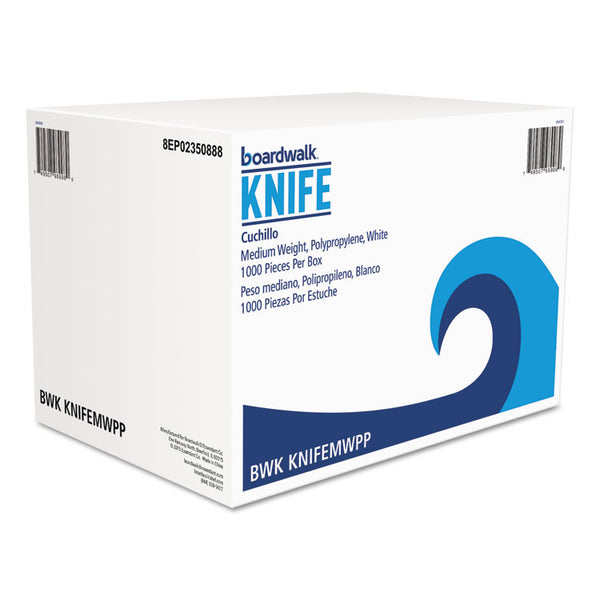Boardwalk® Mediumweight Polypropylene Cutlery, Knife, White, 1000/Carton (BWKKNIFEMWPP)