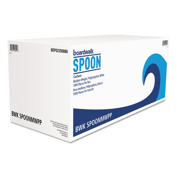 Boardwalk® Mediumweight Polypropylene Cutlery, Teaspoon, White, 1000/Carton (BWKSPOONMWPP)