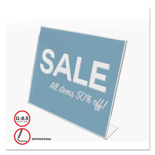 deflecto® Classic Image Slanted Sign Holder, Landscaped, 11 x 8.5 Insert, Clear (DEF66701) Each
