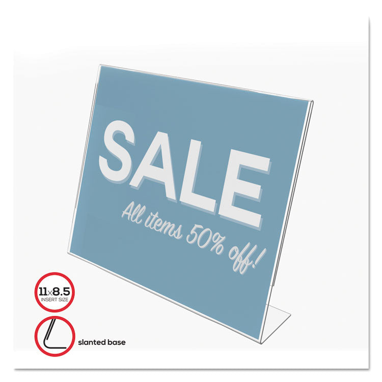 deflecto® Classic Image Slanted Sign Holder, Landscaped, 11 x 8.5 Insert, Clear (DEF66701) Each