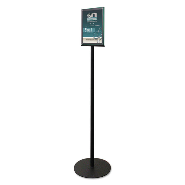 deflecto® Double-Sided Magnetic Sign Display, 8.5 x 11 Insert, 56" Tall, Clear/Black (DEF692056) Each