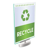deflecto® Superior Image Swivel Sign Holder w/Green Edge, 8.5 x 11 Insert, Silver Base (DEF691590) Each