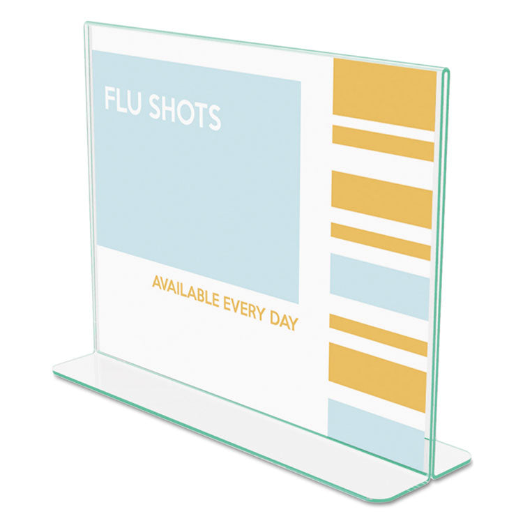 deflecto® Superior Image Premium Green Edge Sign Holders, 11 x 8.5 Insert, Clear/Green (DEF5991890) Each