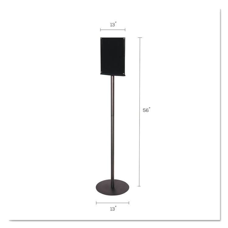 deflecto® Double-Sided Magnetic Sign Display, 8.5 x 11 Insert, 56" Tall, Clear/Black (DEF692056) Each