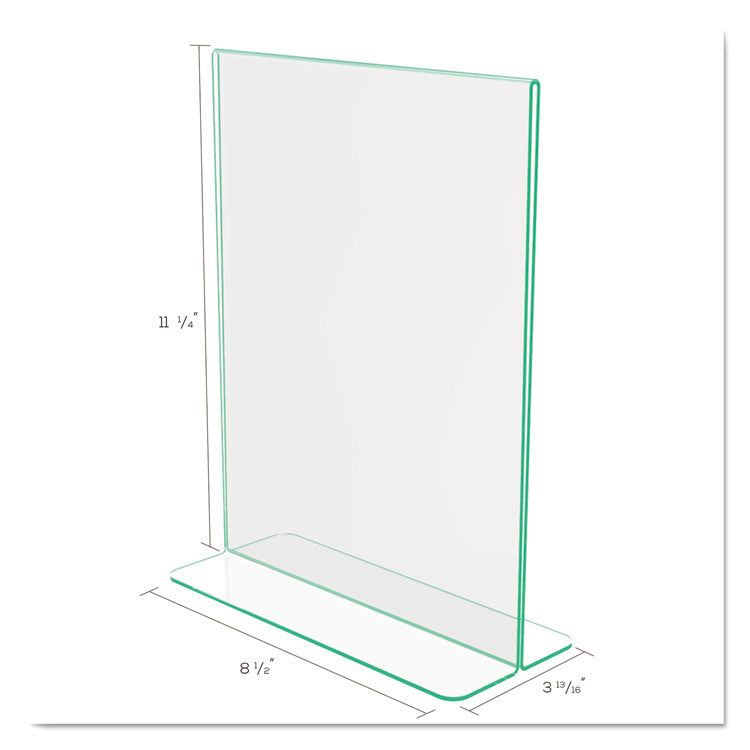 deflecto® Superior Image Premium Green Edge Sign Holders, 8.5 x 11 Insert, Clear/Green (DEF5991790) Each