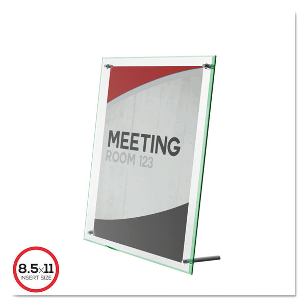 deflecto® Superior Image Beveled Edge Sign Holder, Letter Insert, Clear/Green-Tinted Edges (DEF799693) Each