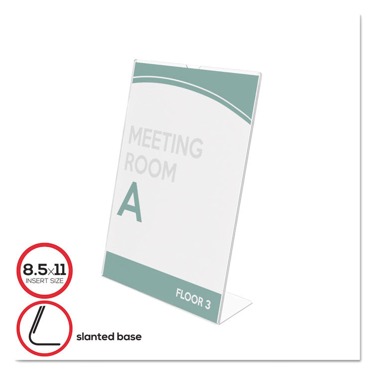 Deflecto Superior Image Slanted Sign Holder, Portrait, 8 1/2 x 11 Insert, Clear (DEF590101) Each