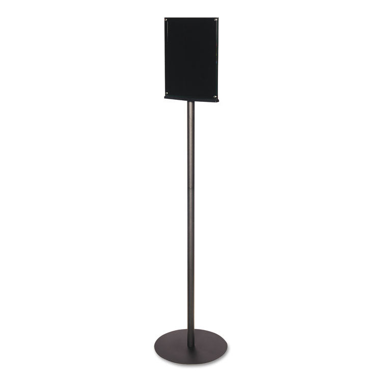 deflecto® Double-Sided Magnetic Sign Display, 8.5 x 11 Insert, 56" Tall, Clear/Black (DEF692056) Each