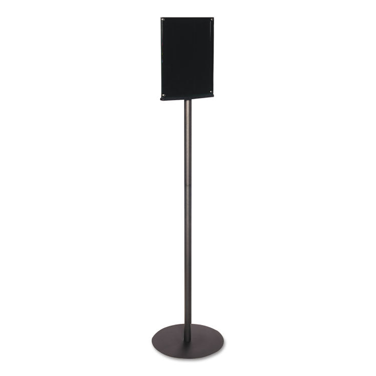 deflecto® Double-Sided Magnetic Sign Display, 8.5 x 11 Insert, 56" Tall, Clear/Black (DEF692056) Each
