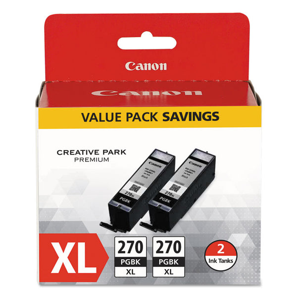 Canon® 0319C005 (PGI-270XL) High-Yield Ink, Black, 2/Pack (CNM0319C005)