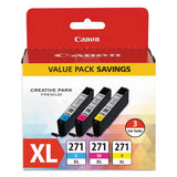 Canon® 0337C005 (CLI-271XL) High-Yield Ink, Cyan/Magenta/Yellow (CNM0337C005) Pack of 3