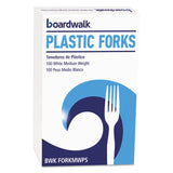 Boardwalk® Mediumweight Polystyrene Cutlery, Fork, White, 100/Box (BWKFORKMWPSBX)