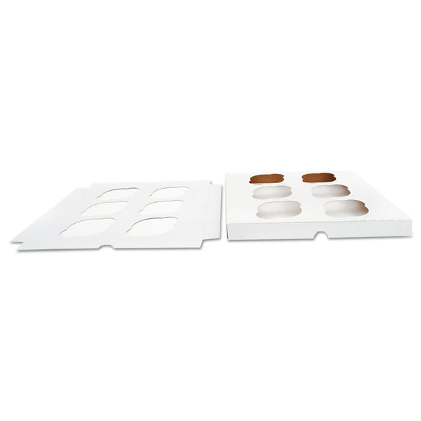SCT® Cupcake Holder Inserts, 6-Cupcake Holder, 9.88 x 9.88 x 0.88, White/Kraft, Paper, 200/Carton (SCH10013)