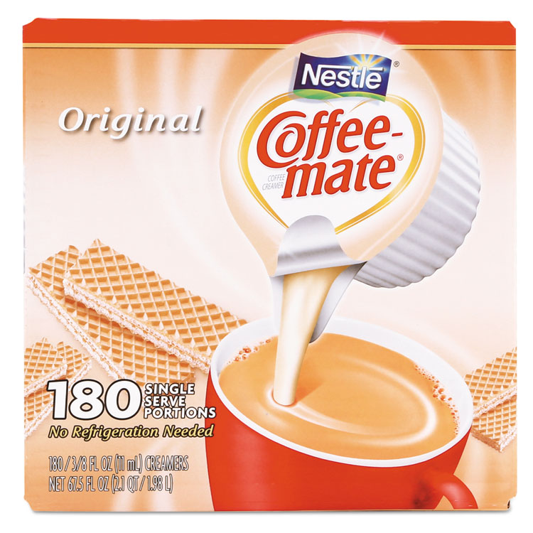 Coffee mate® Liquid Coffee Creamer, Original, 0.38 oz Mini Cups, 180/Carton (NES753032) Box of 180
