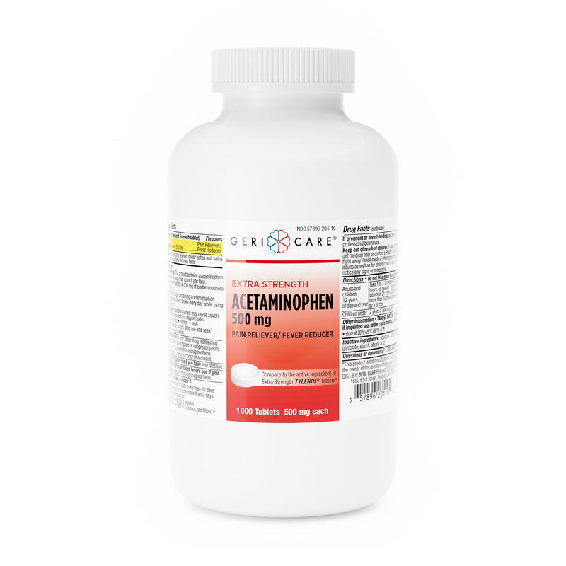 Geri-Care® Pain Relief 500 mg Strength Acetaminophen Tablet 1,000 per Bottle (555689_CS) 12/CS