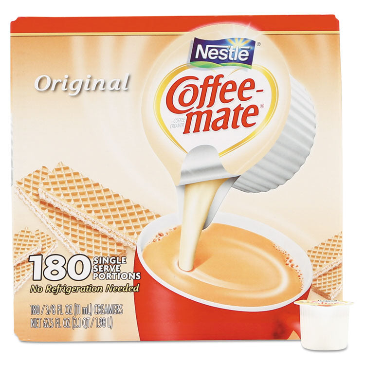Coffee mate® Liquid Coffee Creamer, Original, 0.38 oz Mini Cups, 180/Carton (NES753032) Box of 180