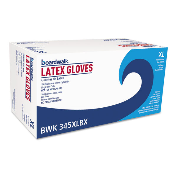 Boardwalk® General-Purpose Latex Gloves, Natural, X-Large, Powder-Free, 4.4 mil, 100/Box (BWK345XLBX)