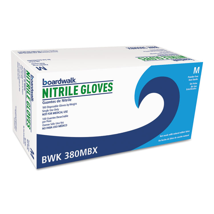 Boardwalk® Disposable General-Purpose Nitrile Gloves, Medium, Blue, 4 mil, 100/Box (BWK380MBXA)