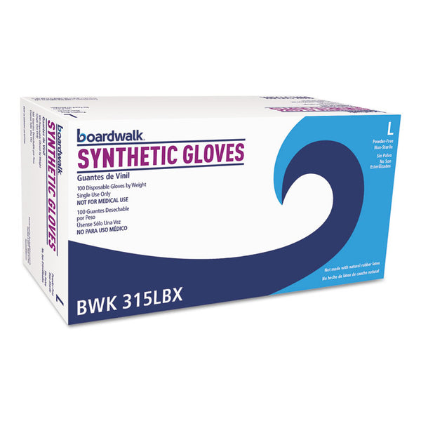 Boardwalk® Powder-Free Synthetic Vinyl Gloves, Large, Cream, 4 mil, 1,000/Carton (BWK315LCT)
