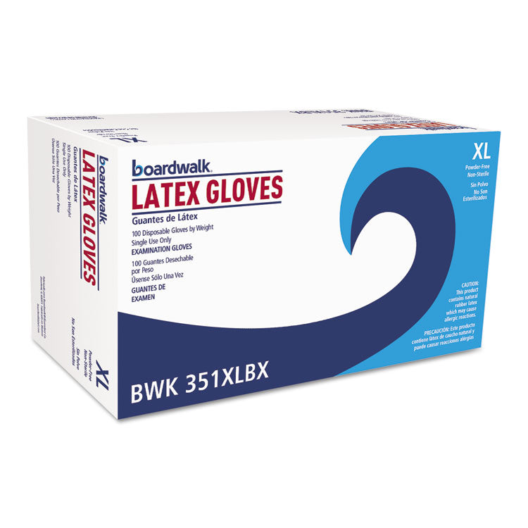 Boardwalk® Powder-Free Latex Exam Gloves, X-Large, Natural, 4 4/5 mil, 1,000/Carton (BWK351XLCT)