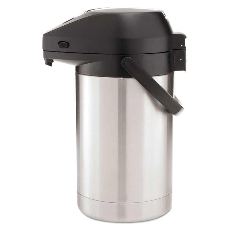 BUNN® 2.5 Liter Lever Action Airpot, Stainless Steel/Black (BUNAIRPOT25) Each