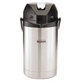 BUNN® 2.5 Liter Lever Action Airpot, Stainless Steel/Black (BUNAIRPOT25) Each