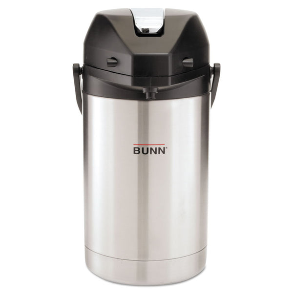 BUNN® 2.5 Liter Lever Action Airpot, Stainless Steel/Black (BUNAIRPOT25)