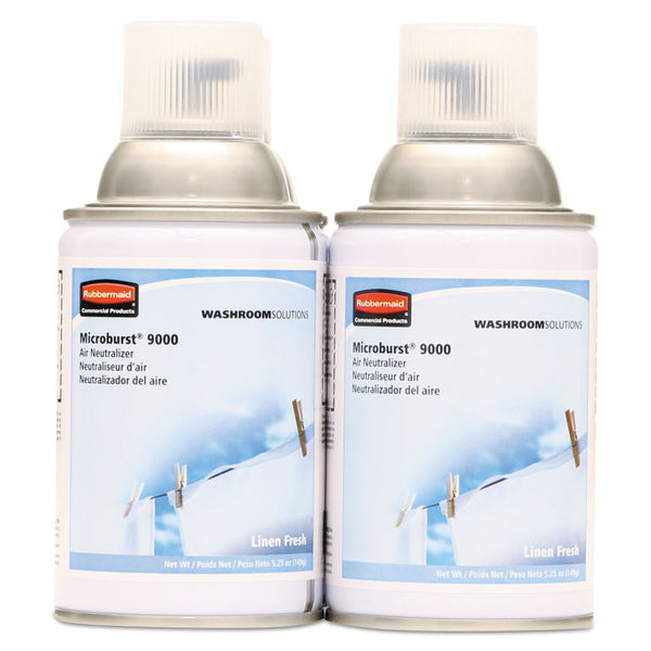 Rubbermaid® Commercial TC Microburst 9000 Air Freshener Refill, Linen Fresh, 5.3 oz Aerosol Spray, 4/Carton (RCP4012441)