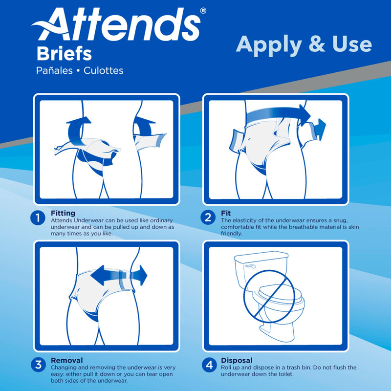 Attends® Stretch Unisex Adult Incontinence Brief Large / X-Large Disposable Heavy Absorbency (981738_CS) 96/CS