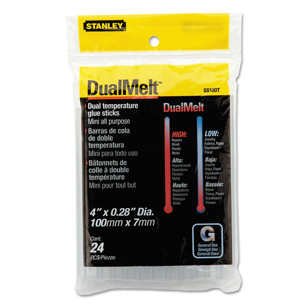 Stanley Bostitch® Dual Temperature Mini Glue Sticks, 0.28" x 4", Dries Clear, 24/Pack (BOSGS10DT) Each