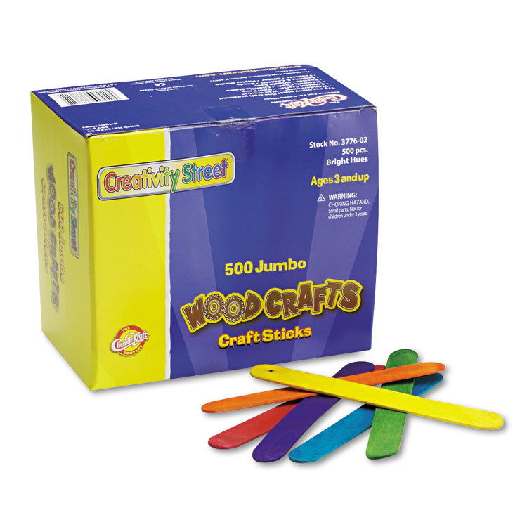 Creativity Street® Colored Wood Craft Sticks, 6" x 0.75", Assorted, 500/Box (CKC377602) Box of 500