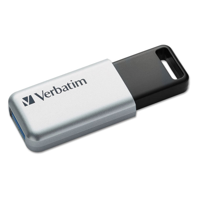 Verbatim® Store 'n' Go Secure Pro USB Flash Drive with AES 256 Encryption, 16 GB, Silver (VER98664)