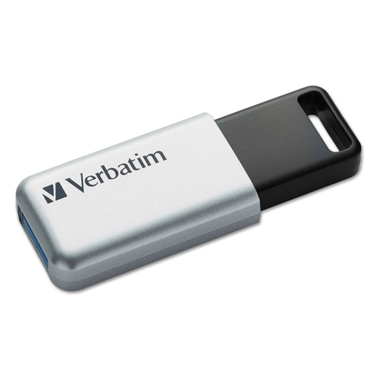 Verbatim® Store 'n' Go Secure Pro USB Flash Drive with AES 256 Encryption, 32 GB, Silver (VER98665)