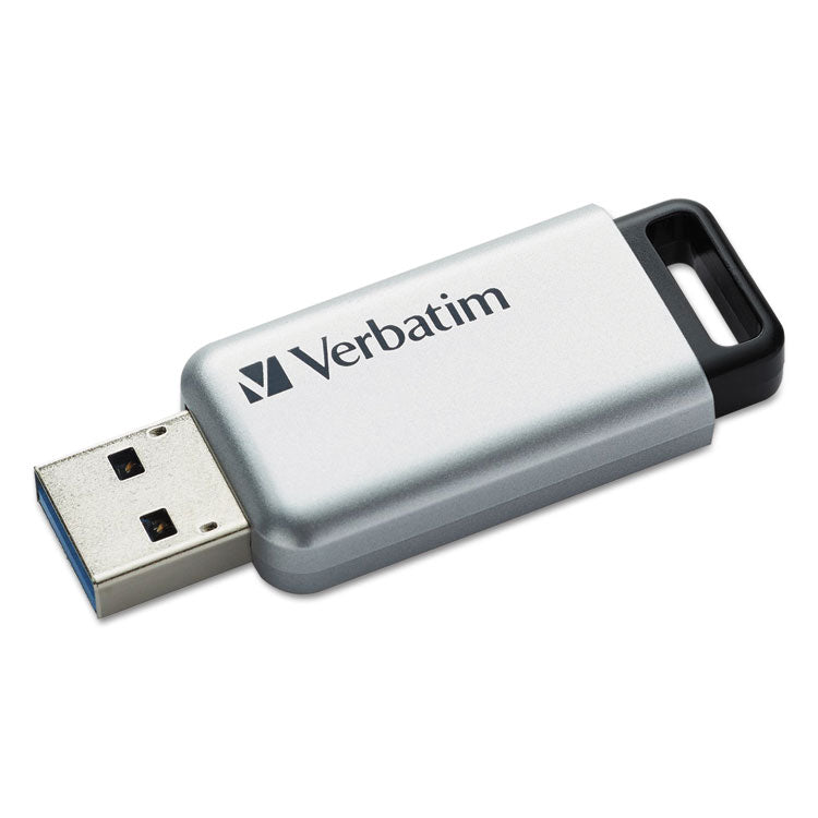 Verbatim® Store 'n' Go Secure Pro USB Flash Drive with AES 256 Encryption, 64 GB, Silver (VER98666)