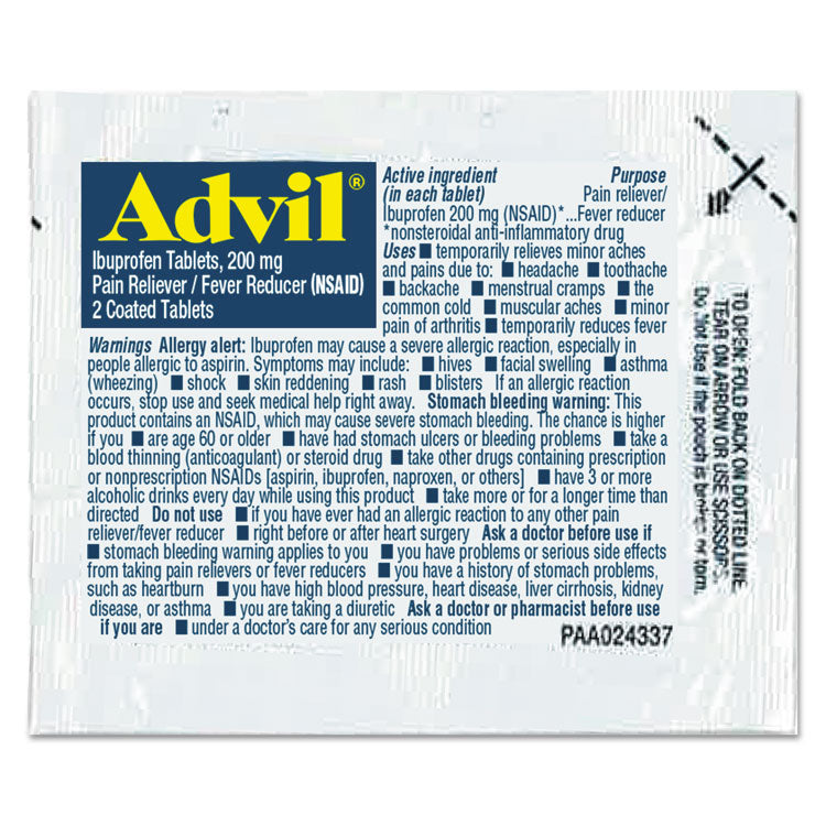 Advil® Ibuprofen Tablets, 200mg, Refill Pack, Two Tablets/Packet, 30 Packets/Box (LIL58030) Pack of 30