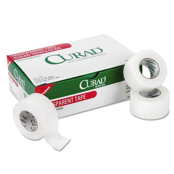 Curad® Transparent Surgical Tape, Heavy-Duty, Acrylic/Cloth, 1" x 10 yds, Matte Clear, 12/Pack (MIINON270201) 12 Rolls