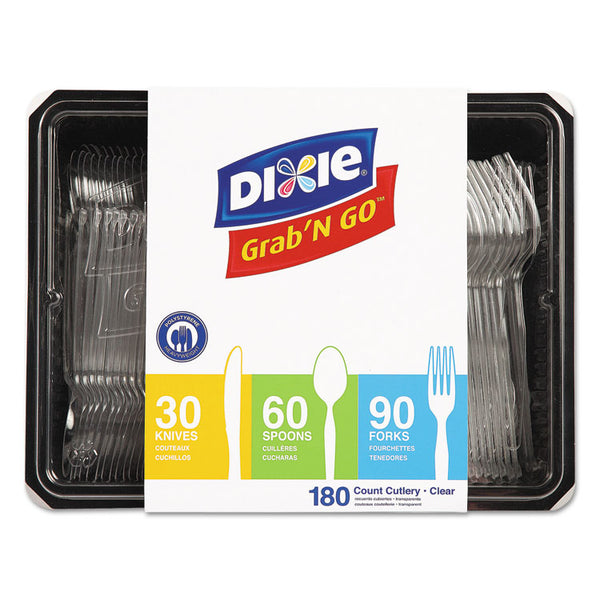 Dixie® Heavyweight Polystyrene Cutlery, Clear, Knives/Spoons/Forks, 180/Pack, 10 Packs/Carton (DXECH0369DX7)