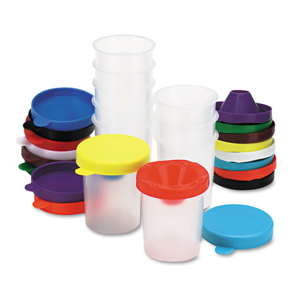 Creativity Street® No-Spill Paint Cups, Assorted Color Lids/Cear Cups, 10/Set (CKC5100) Set of 10