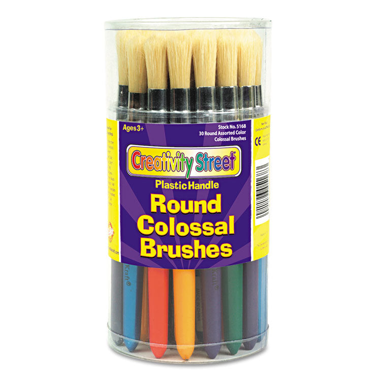 Creativity Street® Colossal Brush, Natural Bristle, Round Profile, 30/Set (CKC5168) Pack of 30