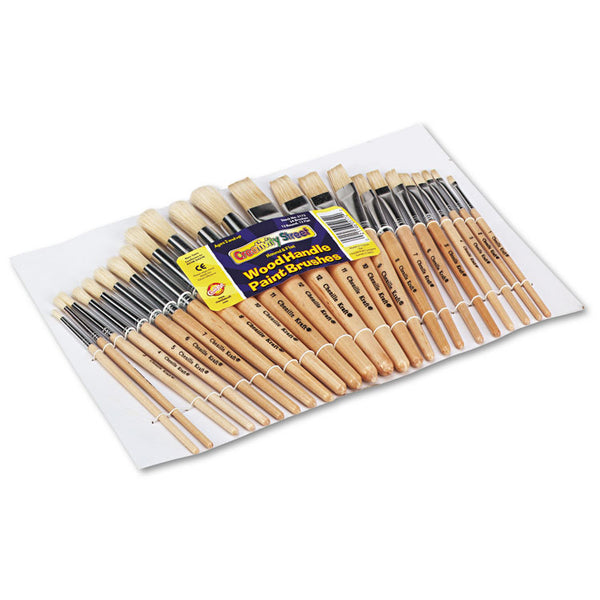 Creativity Street® Preschool Brush Set, Sizes 1-12, Natural Bristle, Flat; Round Profiles, 24/Set (CKC5172) Set of 24