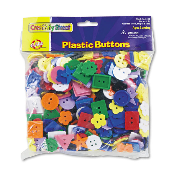 Creativity Street® Plastic Button Assortment, 1 lb, Assorted Colors/Shapes/Sizes (CKC6120) 1 Pack