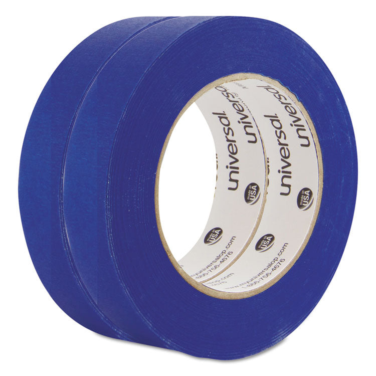 Universal® Premium Blue Masking Tape with UV Resistance, 3" Core, 24 mm x 54.8 m, Blue, 2/Pack (UNVPT14025)