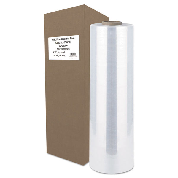 Universal® Machine Stretch Film, 20" x 5,000 ft, 20.3 mic, (80-Gauge), Clear (UNVM205080)