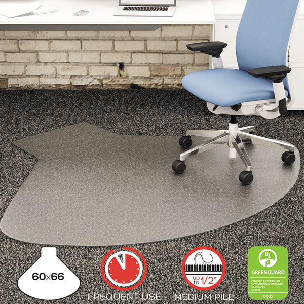 deflecto® SuperMat Frequent Use Chair Mat, Medium Pile Carpet, 60 x 66, Workstation, Clear (DEFCM14003K)