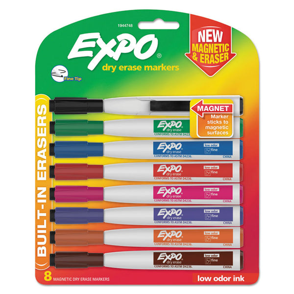 EXPO® Magnetic Dry Erase Marker, Fine Bullet Tip, Assorted Colors, 8/Pack (SAN1944748)