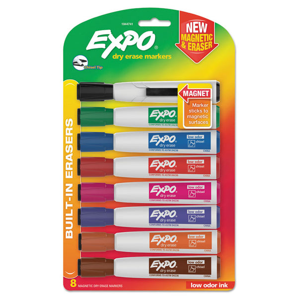 EXPO® Magnetic Dry Erase Marker, Broad Chisel Tip, Assorted Colors, 8/Pack (SAN1944741) Pack of 8