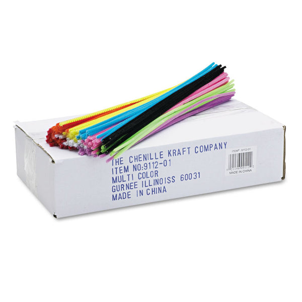Creativity Street® Regular Stems, 12" x 4 mm, Metal Wire, Polyester, Assorted, 1,000/Box (CKC911201)