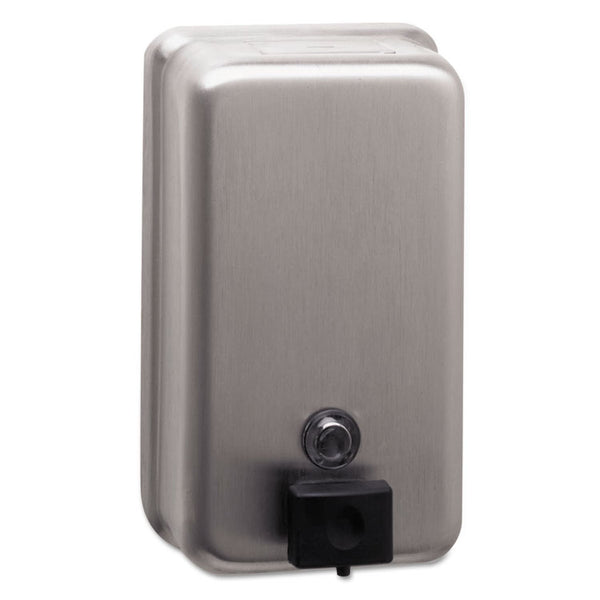 Bobrick ClassicSeries Surface-Mounted Soap Dispenser, 40 oz, 4.75 x 3.5 x 8.13, Stainless Steel (BOB2111)